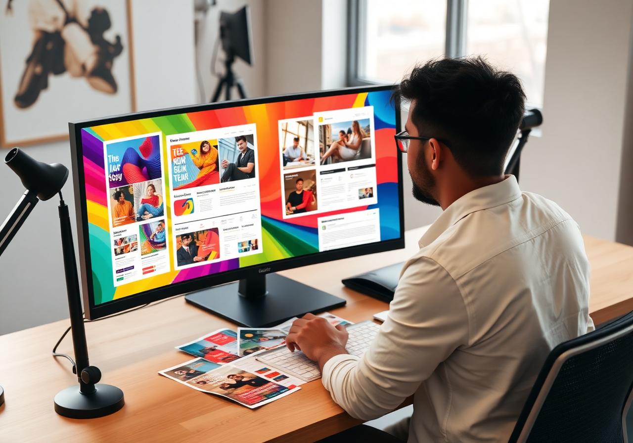 Graphic designer creating custom flyer artwork